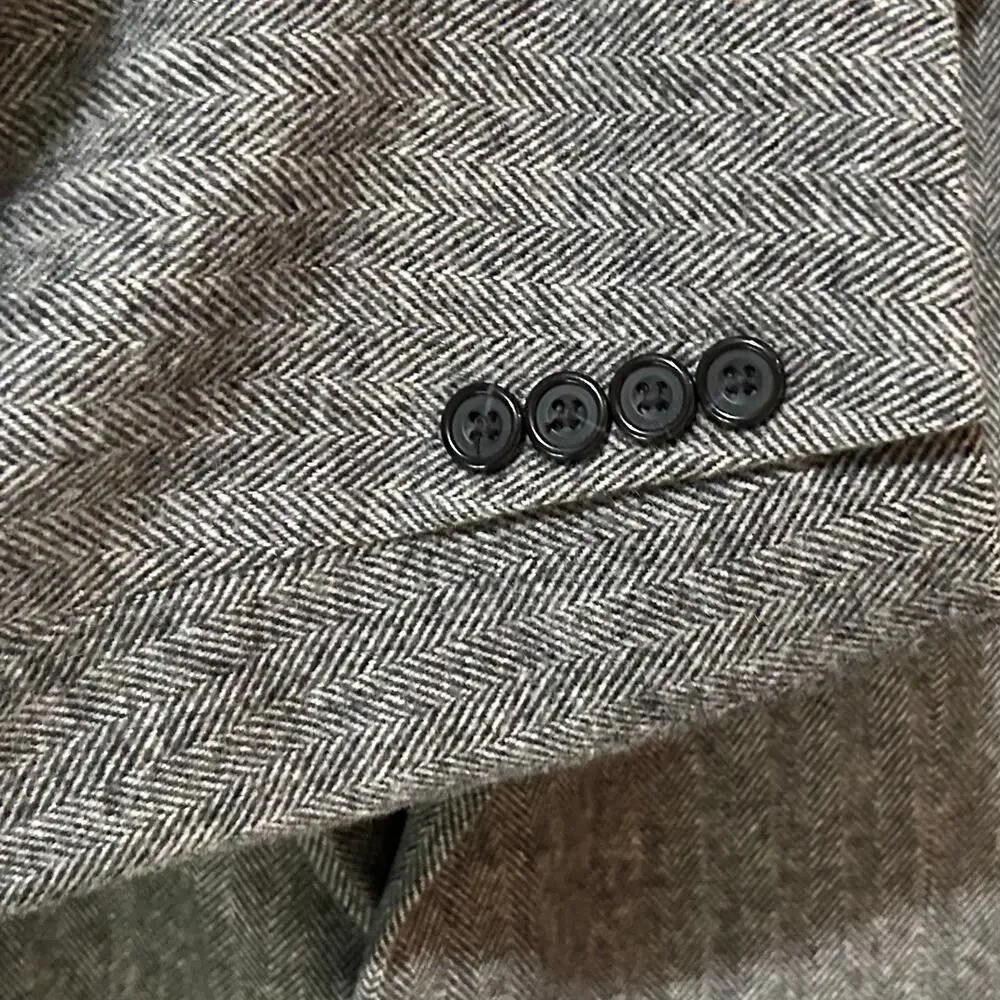 Geoffrey Beene Wool Camel Hair Blend Herringbone 2-Button Jacket Blazer Size 48L